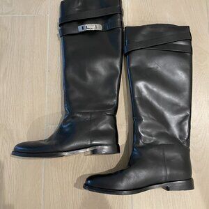 Vero Cuoio Black Leather Knee-High Heeled Boots